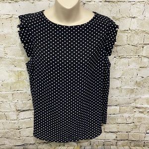 Monteau Black White Polka Dot Ruffle Sleeve Top